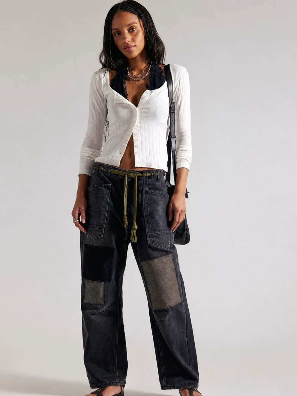 Free People Moxie Pull On Patch Barrel Jeans